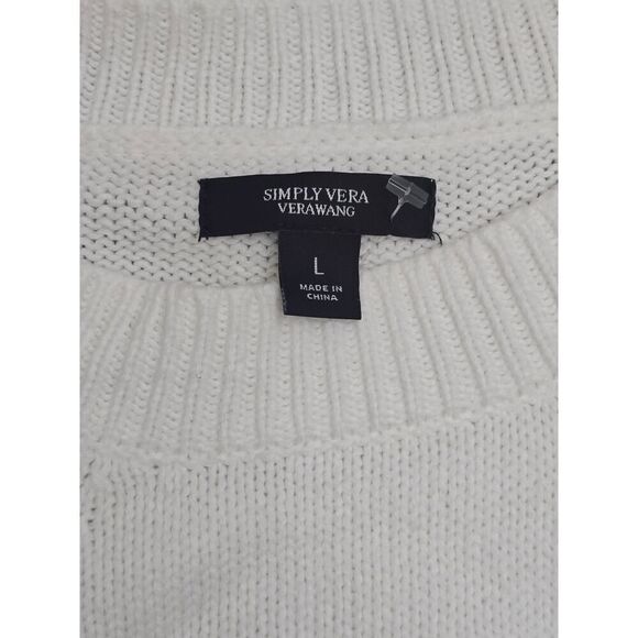 Simply Vera Vera Wang Mixed Stitch Dolman Sweater White Pullover Crewneck Size L - Picture 5 of 9